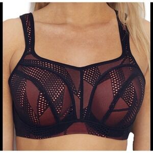 Panache Sport Bra Black Coral Mesh Full Cup Underwire Support 40E 5021C